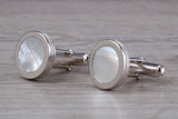 Silver Mother of Pearl set Round Cufflinks