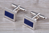 Lapis Lazuli set Silver Rectangular Cufflinks