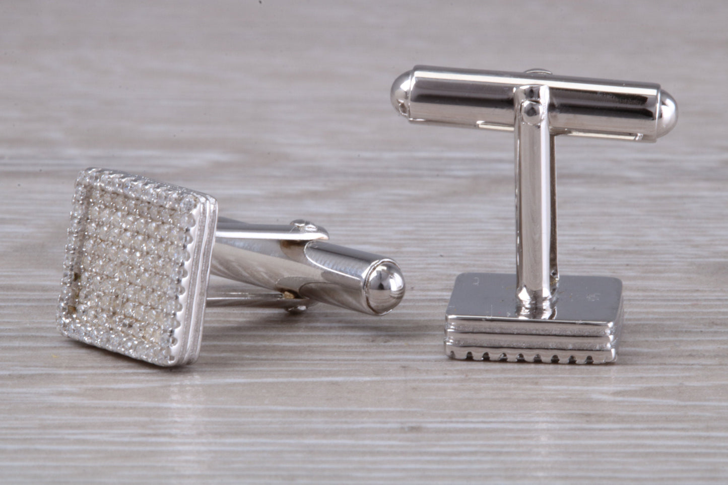 Silver Square Zirconia Set Cufflinks