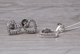 Love Heart Matching Stud Earrings with Necklace