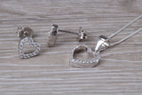 Love Heart Matching Stud Earrings with Necklace