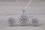 Cluster set Matching Earrings and Necklace
