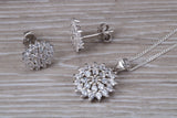 Cluster set Matching Earrings and Necklace