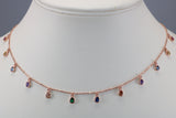 Multi Coloured C Z Necklace set in Sterling Silver