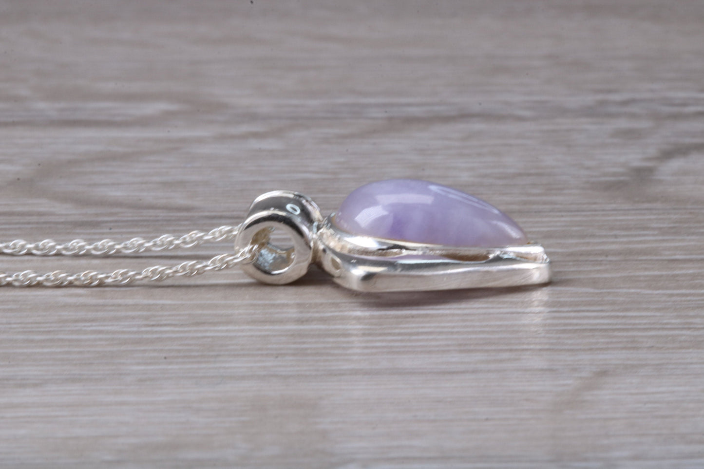 Real Lilac Jade Necklace set in Sterling Silver