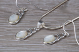 Mother of Pearl Dropper Earrings and Matching Necklace
