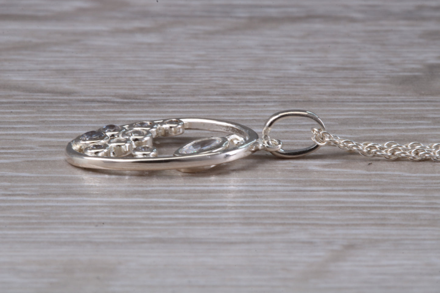 Sterling Silver Dressy C Z set Necklace
