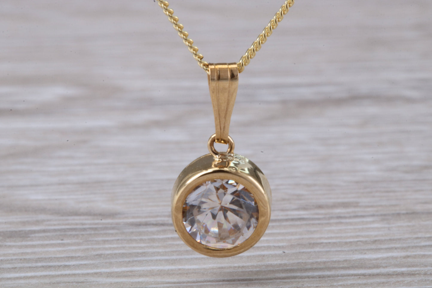 9ct Gold C Z set Solitaire Necklace