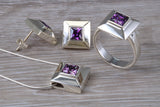 Real Amethyst Ring, Earrings and Necklace