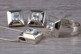 Real White Topaz Ring, Earrings and Necklace