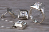 Real White Topaz Ring, Earrings and Necklace