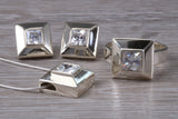 Real White Topaz Ring, Earrings and Necklace