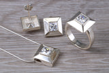 Real White Topaz Ring, Earrings and Necklace