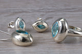 Real blue Topaz Ring, Earrings and Necklace