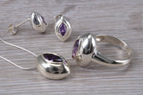 Real Amethyst Ring, Earrings and Necklace