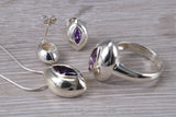 Real Amethyst Ring, Earrings and Necklace