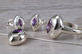 Real Amethyst Ring, Earrings and Necklace