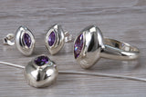 Real Amethyst Ring, Earrings and Necklace