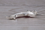 Sterling Silver Pink C Z set Dolphin Necklace