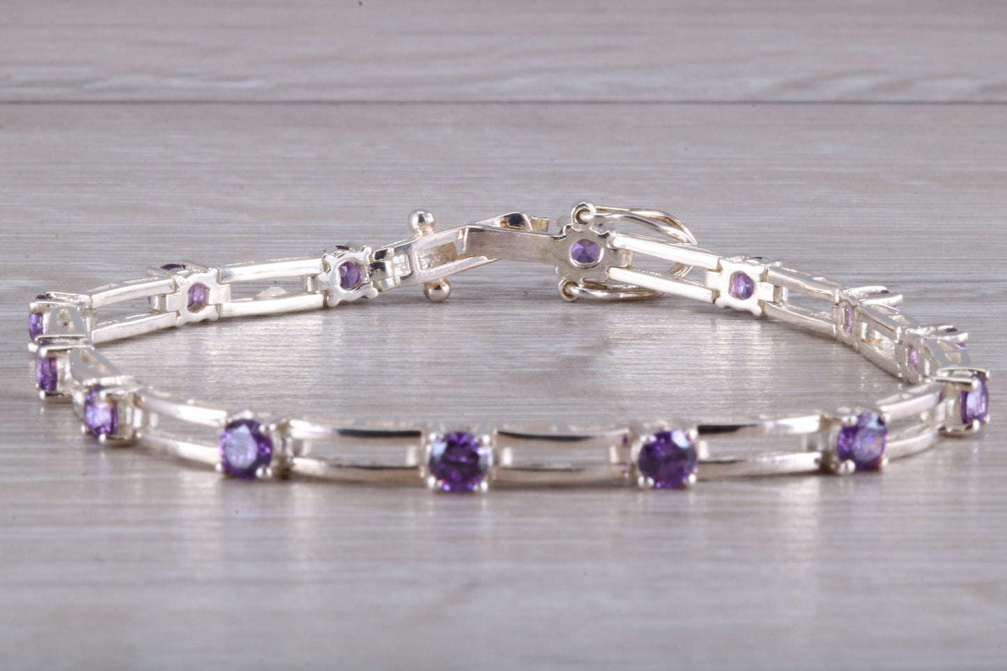 Sterling Silver Real Amethyst Bracelet