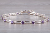 Sterling Silver Real Amethyst Bracelet