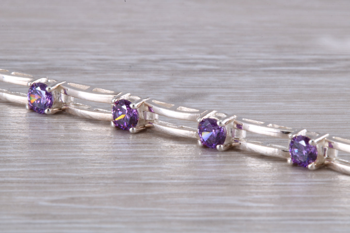 Sterling Silver Real Amethyst Bracelet