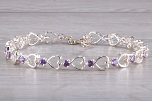 Sterling Silver Amethyst Look Bracelet