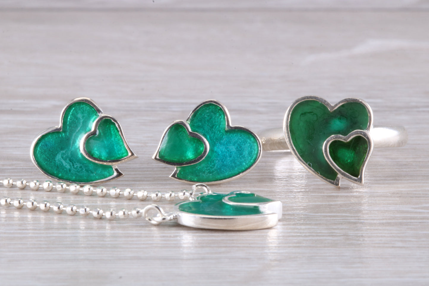 Love heart Matching Ring, Earrings and Necklace