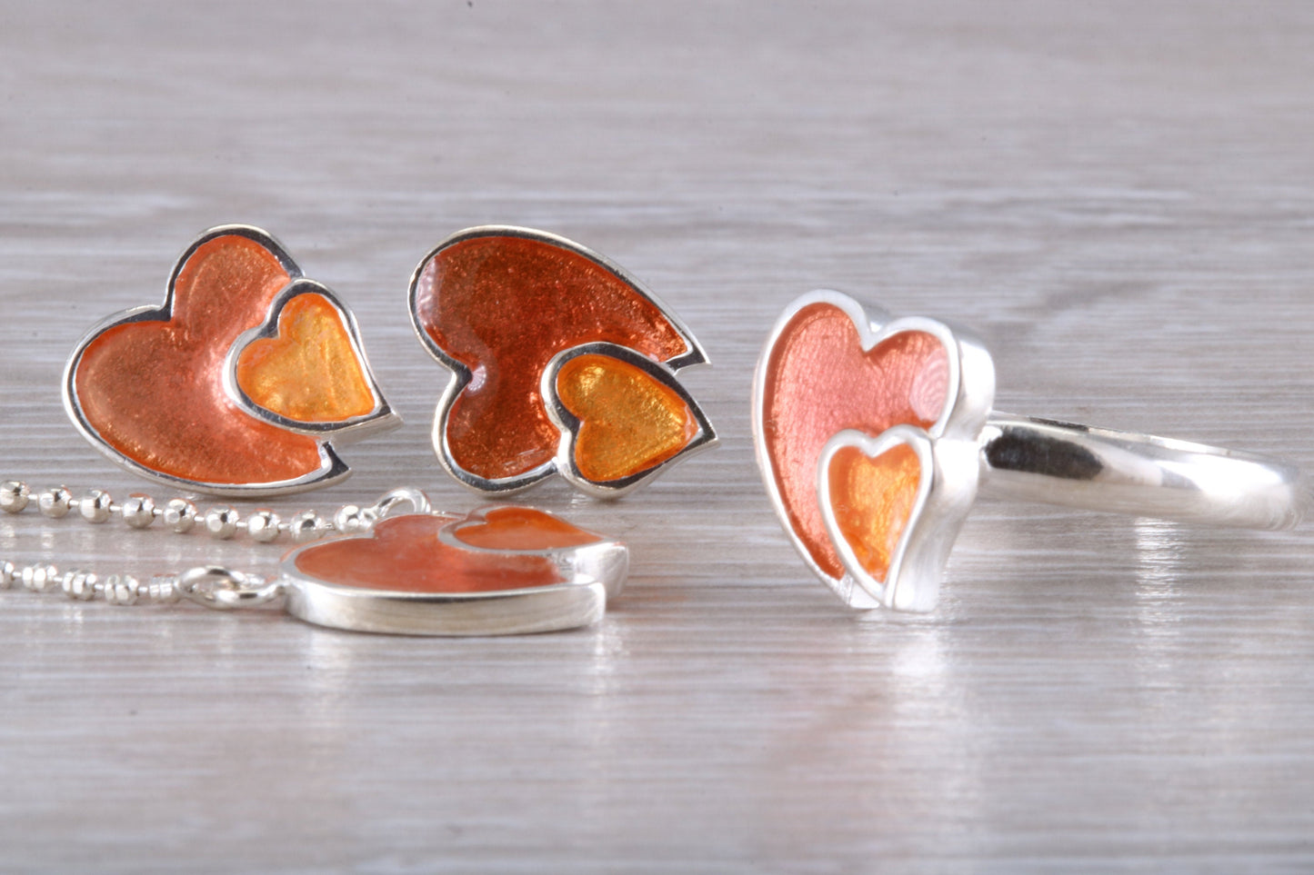 Love Heart Matching Ring, Earrings and Necklace