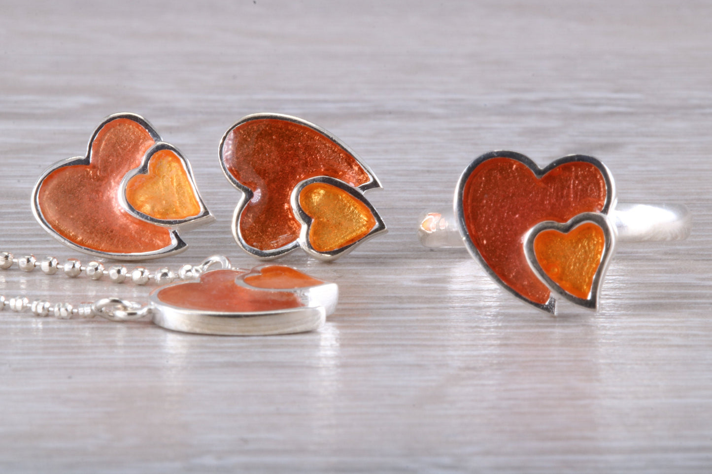 Love Heart Matching Ring, Earrings and Necklace