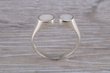 Silver Mother of Pearl open ended ring, sterling silver with mother of pearl inlay, suitable for all age groups, very unusual design