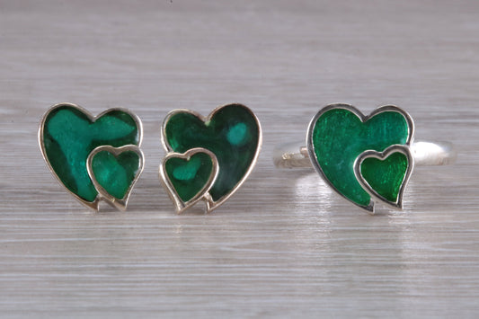 Love hearts Matching Earrings and Ring