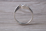 Simple and very elegant real Diamond look ring, sterling silver set with half carat diamond look C Z, very smooth rub over setting