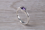 Simple and very elegant real Amethyst look ring, sterling silver set with half carat Amethyst look C Z, very smooth rub over setting