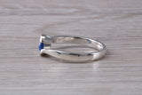 Simple and very elegant real Blue Sapphire look ring, sterling silver set with half carat Sapphire C Z, very smooth rub over setting