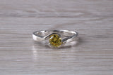 Simple and very elegant real Yellow Sapphire look ring, sterling silver set with half carat Sapphire C Z, very smooth rub over setting