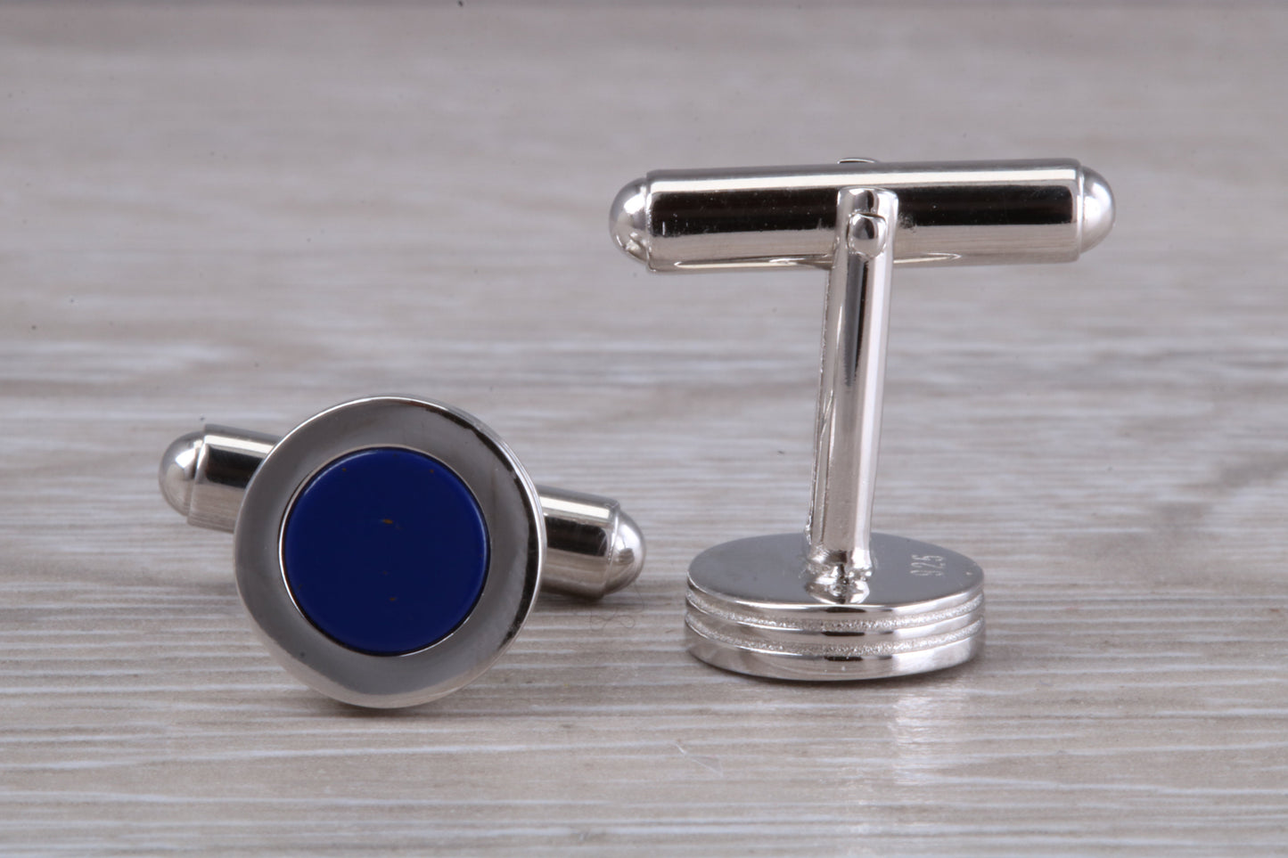 Lapis Lazuli set Sterling Silver Round Cufflinks