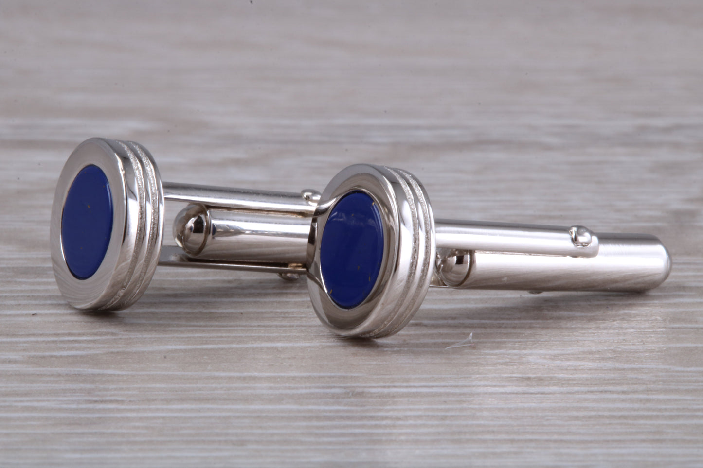 Lapis Lazuli set Sterling Silver Round Cufflinks