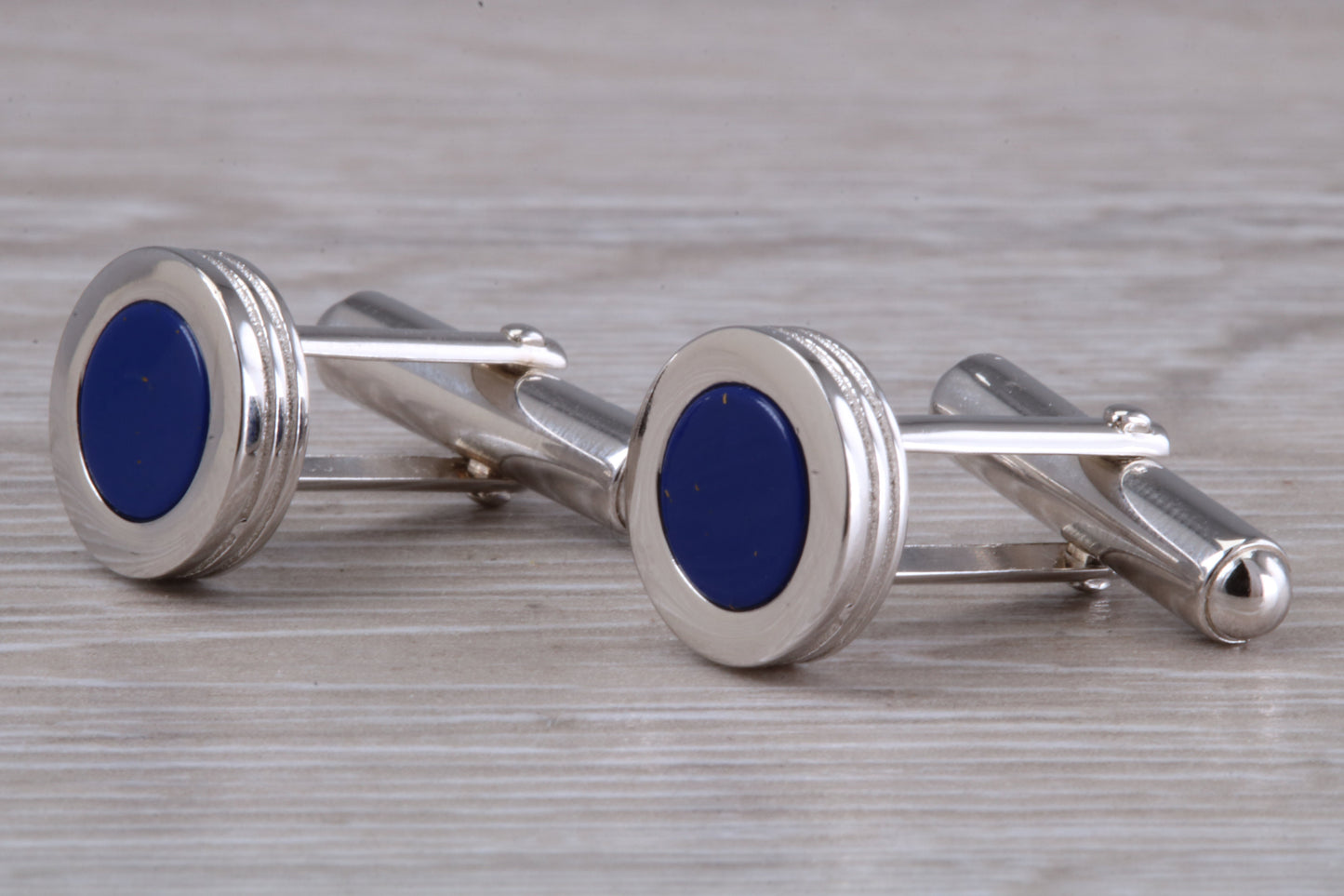 Lapis Lazuli set Sterling Silver Round Cufflinks