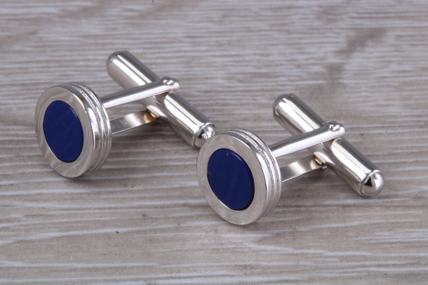 Lapis Lazuli set Sterling Silver Round Cufflinks