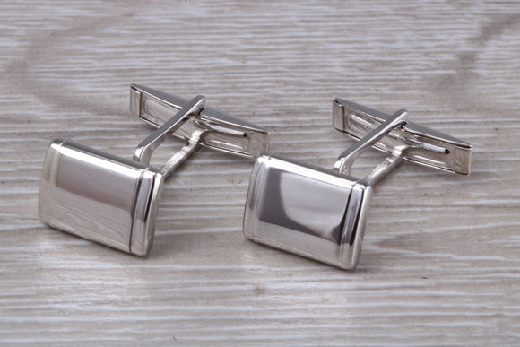 Silver Rectangular Cuff Links - Polished finish