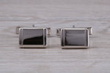 Silver Rectangular Cuff Links - Polished finish