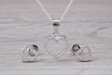 Love Heart Matching Stud Earrings with Necklace