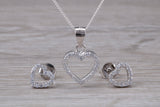 Love Heart Matching Stud Earrings with Necklace