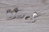 Love Heart Matching Stud Earrings with Necklace