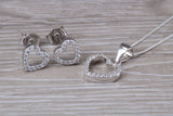 Love Heart Matching Stud Earrings with Necklace