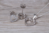 Love Heart Matching Stud Earrings with Necklace