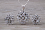 Cluster set Matching Earrings and Necklace