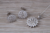 Cluster set Matching Earrings and Necklace