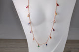 Multi Coloured C Z Necklace set in Sterling Silver